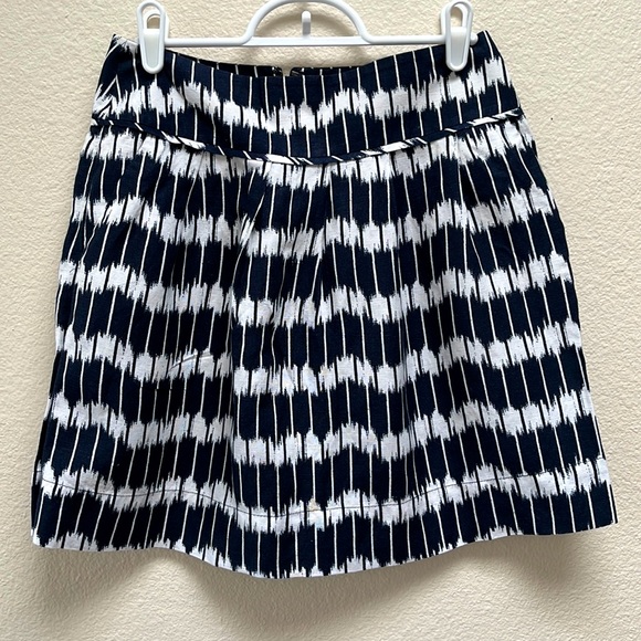Loft Petites Blue/White Stripe Patterned Mini Pencil Skirt, Size 0P, Linen Blend - Picture 1 of 10